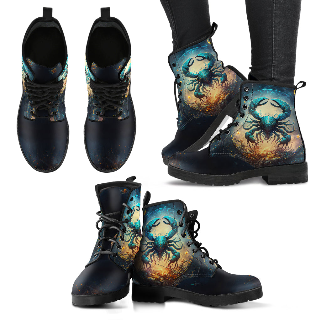 Cancer the Crab Zodiac Women's Vegan Leather Boots