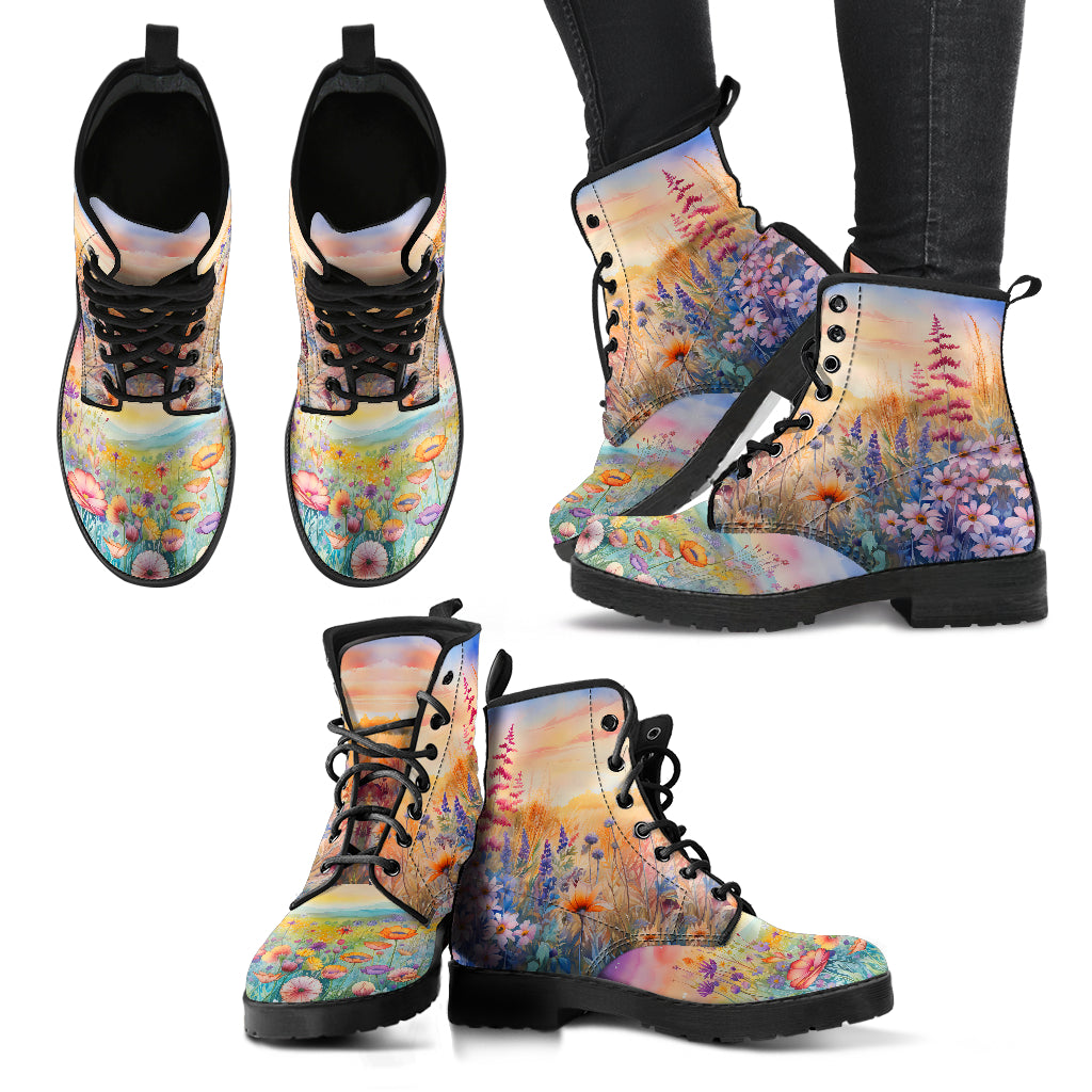 Wildflower Meadow Women Vegan Leather boots