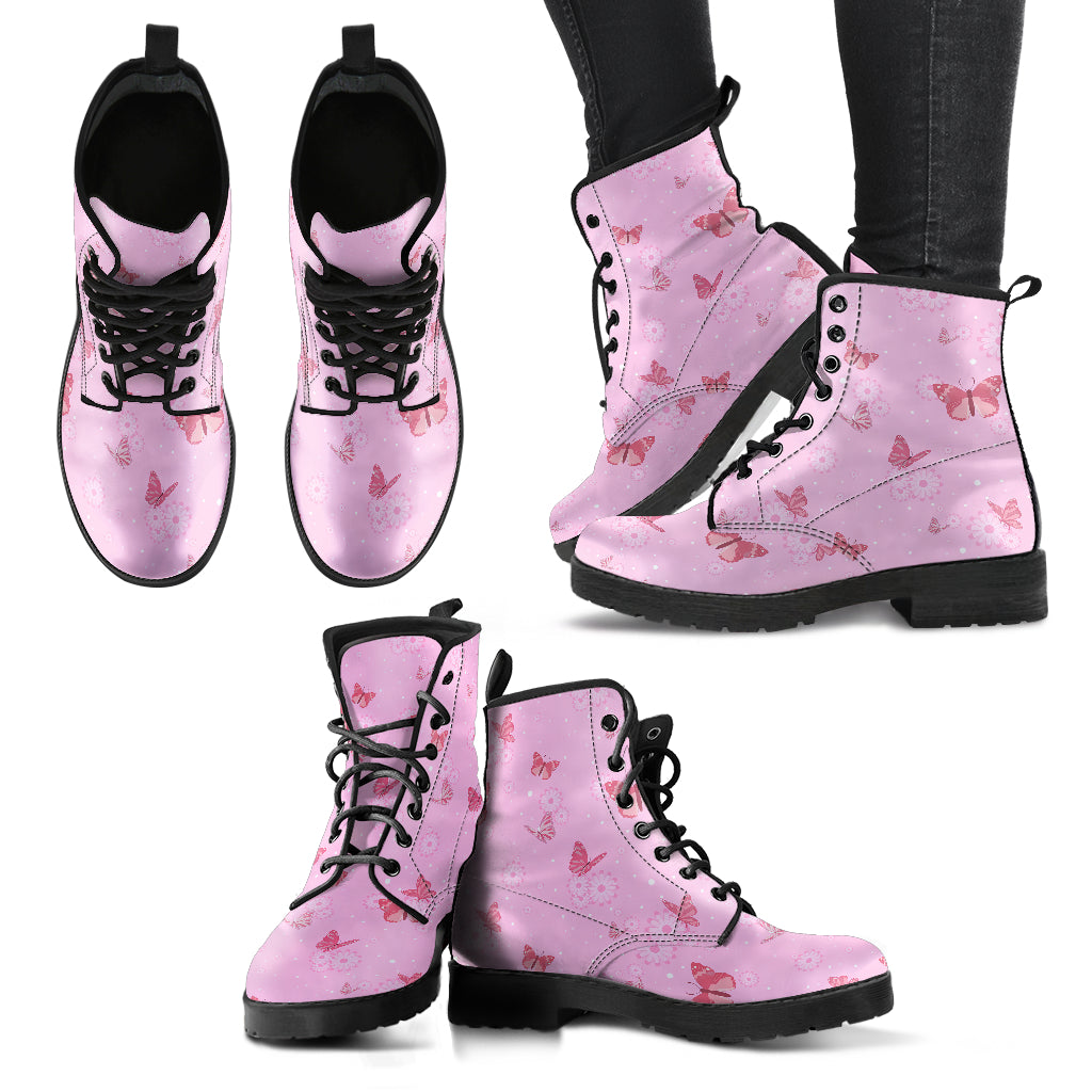 Combat Boots Women's Butterfly Leather Lace Up boots