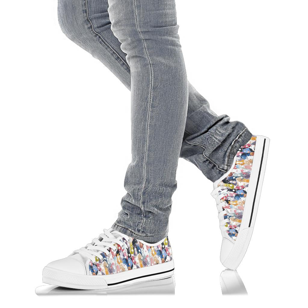 Colorful Cartoon Horse Head Low Top Sneakers in White