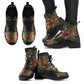 Jungle Leaves and Flowers Tropical Women's Vegan Leather Combat Boots