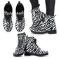 Zebra Stripe Women's Vegan Leather Combat Boots