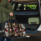 Skulls and Roses on Silver Old Carpet Women's Travel Bag