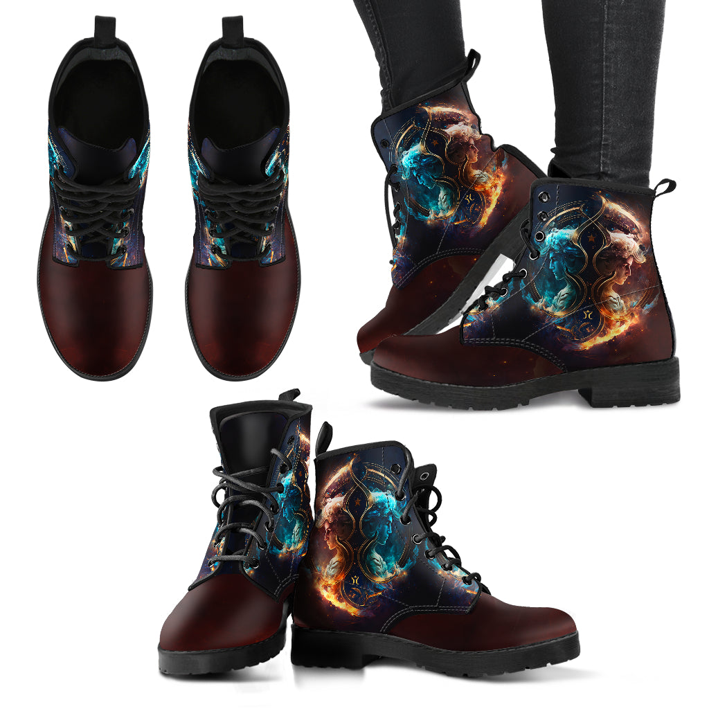 Gemini Twins Zodiac Women's Vegan Leather Boots