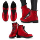 Red Gothic Heart Women's Vegan Leather Combat Boots