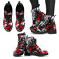 Red And Black Ink Splatter Women's Vegan Leather Combat Boots