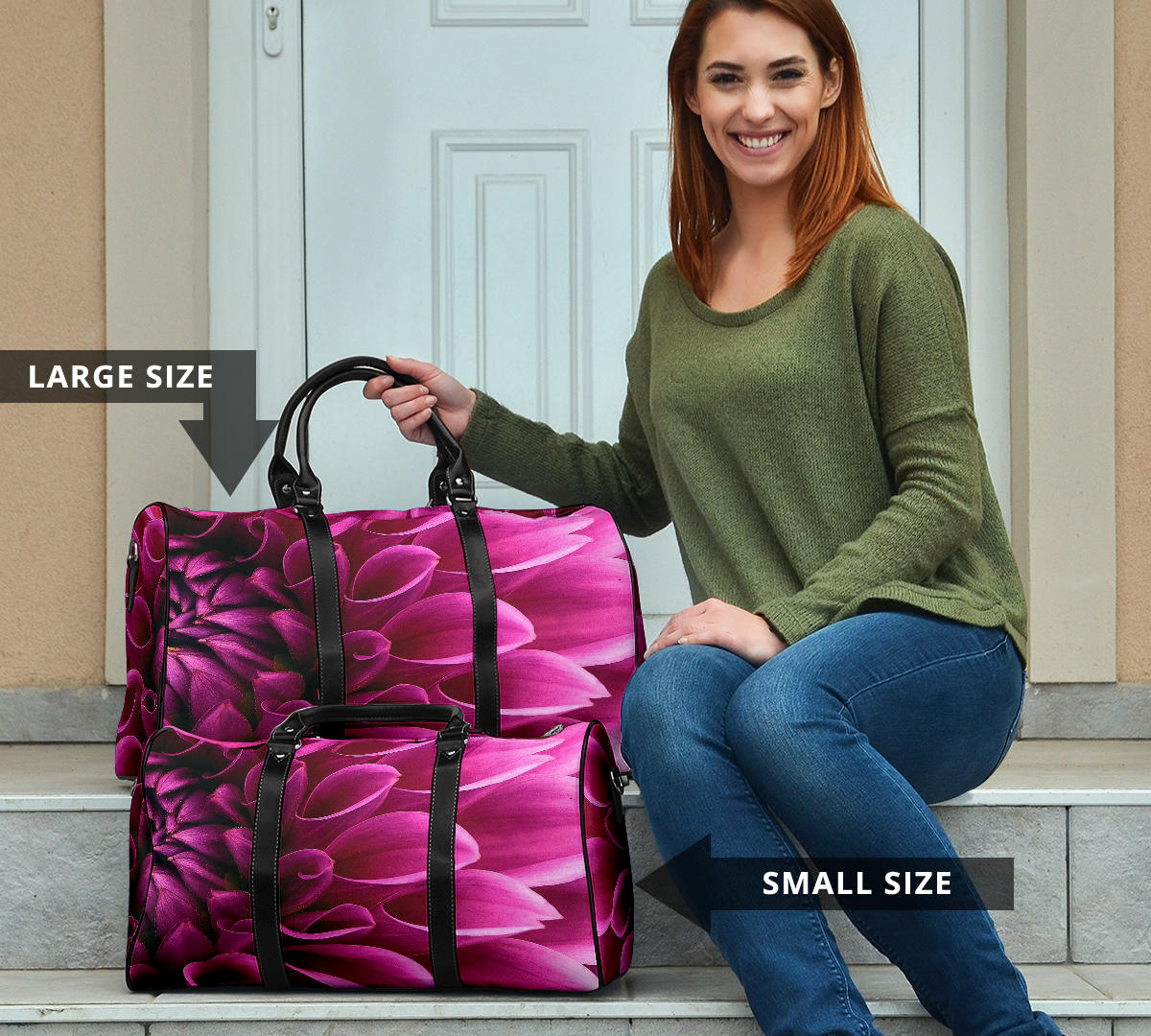 Vibrant Pink Petal Women's Travel Bag