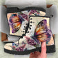 Watercolor butterfly Floral Women Vegan Leather Boots