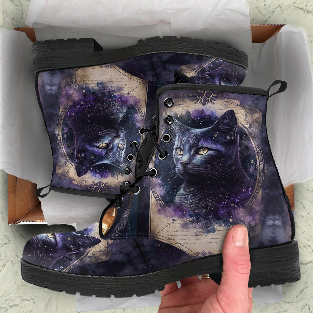 Celestial Cats Vegan Leather Combat Boots