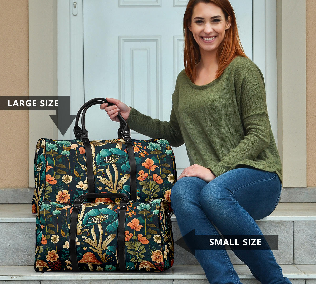 Whimsical Mushroom and Floral Art Women's Travel Bag