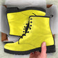 Lemon Yellow Women's Vegan Leather Combat Boots