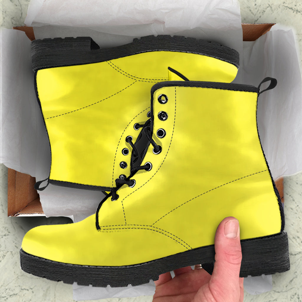 Lemon Yellow Women Vegan Leather Boots