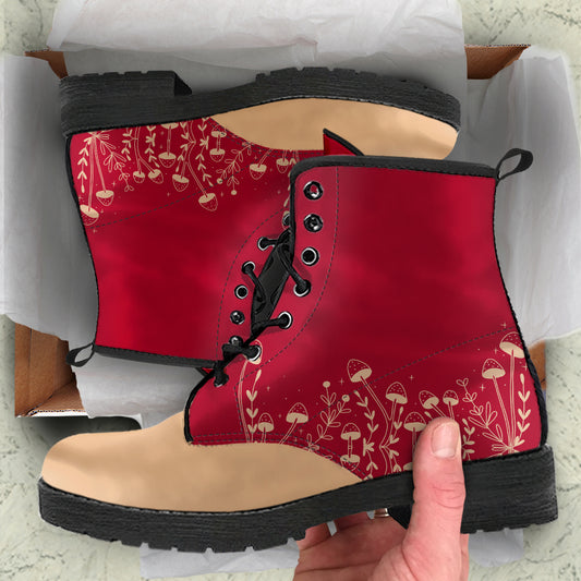 Crimson Enchantment Red Women's Vegan Leather Boots