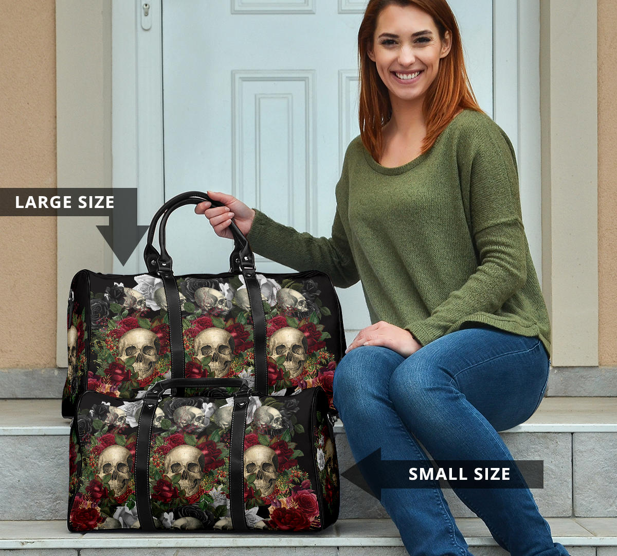 Skulls and Roses Women's Travel Bag