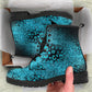 Teal, Black and Blue Leopard Spot Vegan Leather Boots - READY TO SHIP