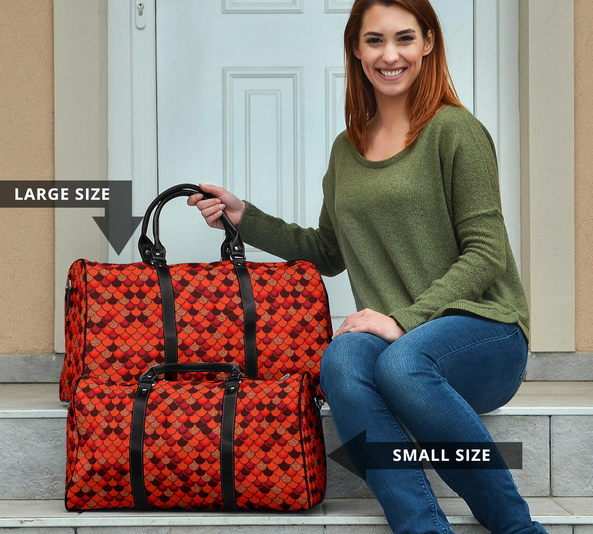 Red Animal Print Women's Travel Bag