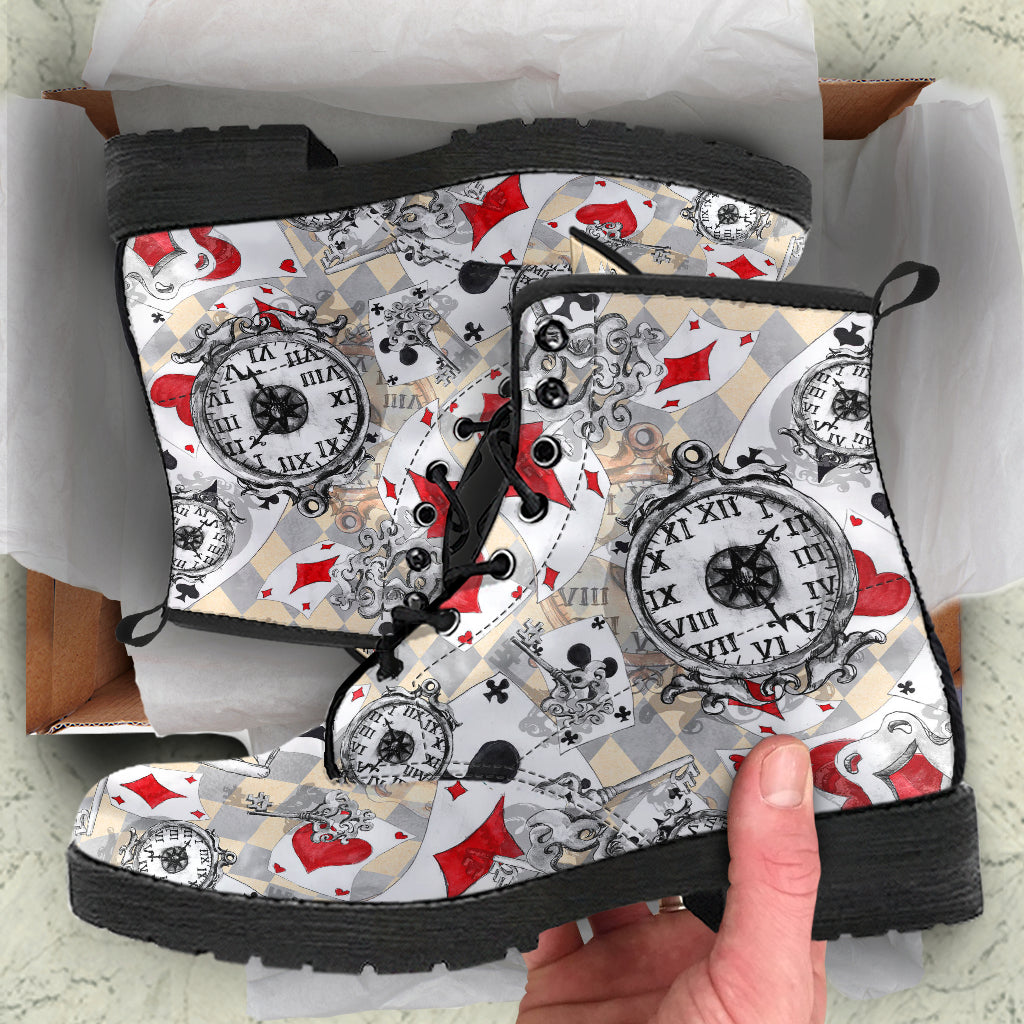 Alice in Wonderland #12 Women's Vegan Leather Combat Boots