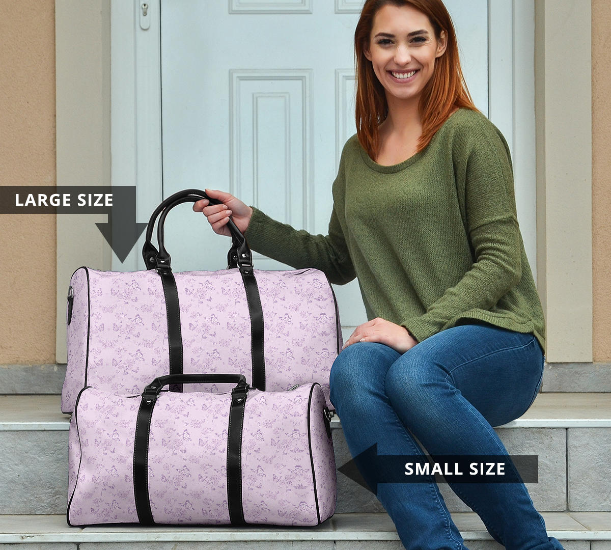 Pink Butterfly Women's Travel Bag