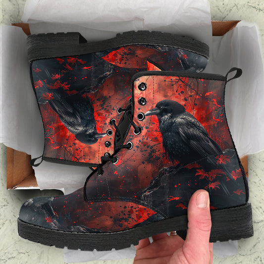 Blood Moon Crow Women's Vegan Leather Combat Boots