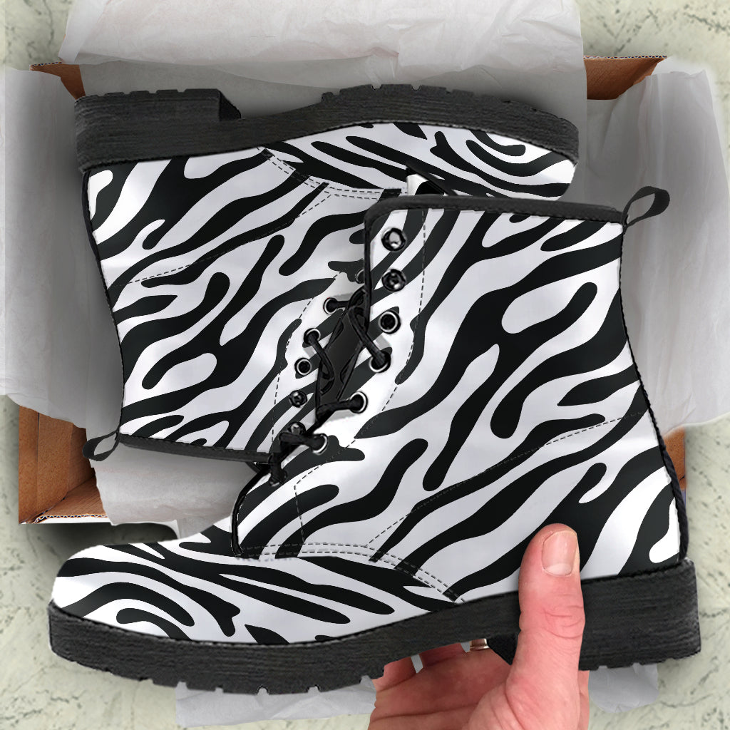 Zebra Stripe Vegan Leather Boots