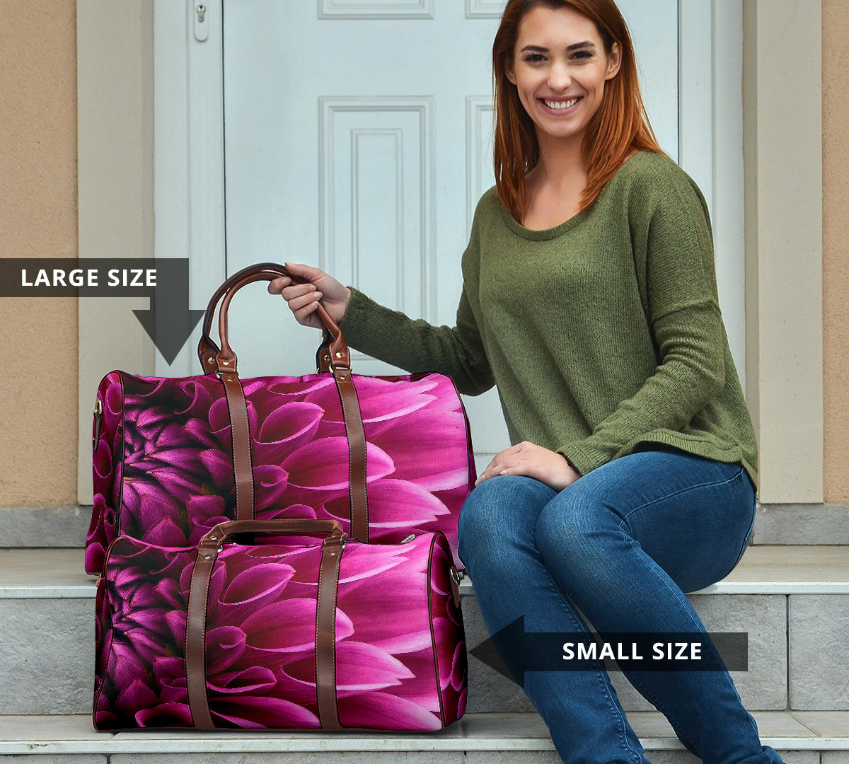 Vibrant Pink Petal Women's Travel Bag