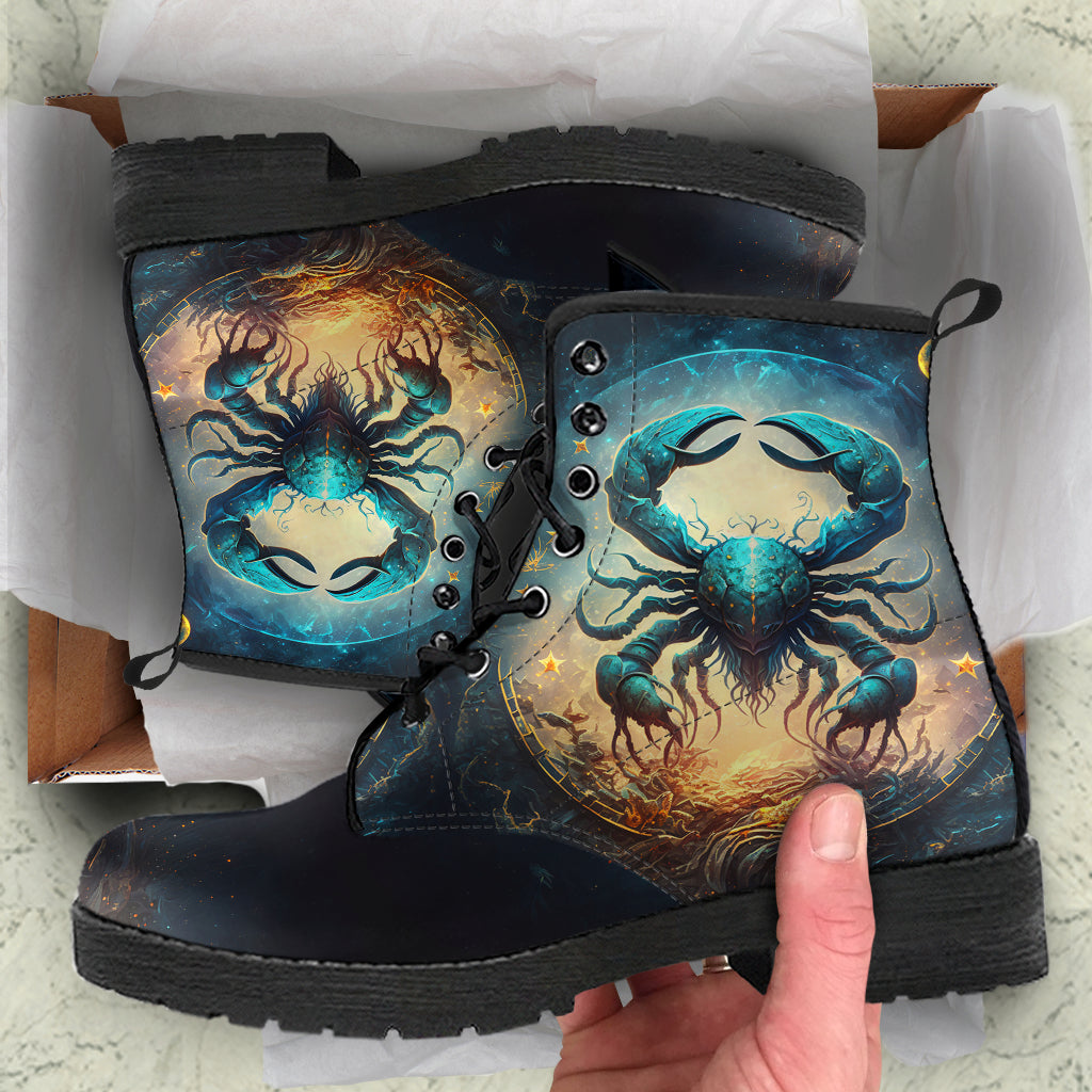 Cancer the Crab Zodiac Women's Vegan Leather Boots