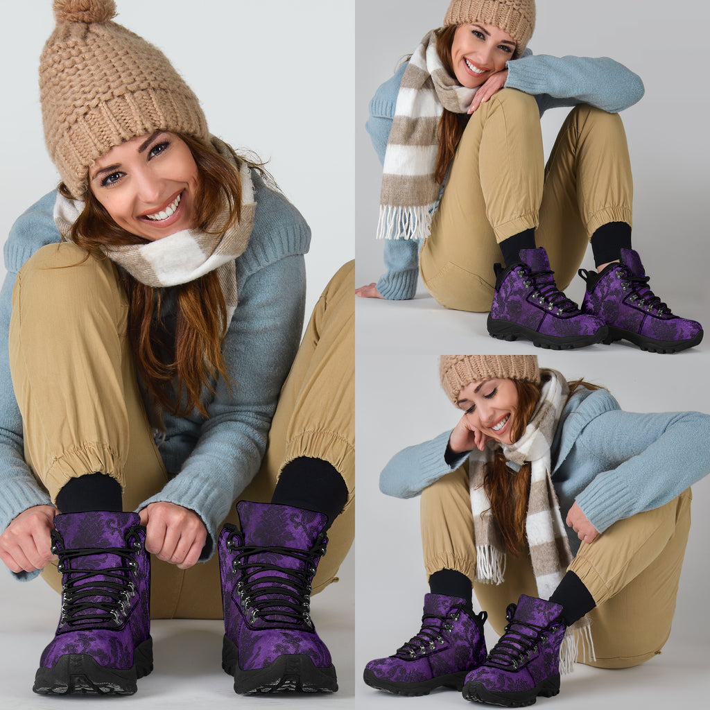 Purple Victorian Pattern Women's Alpine Boots