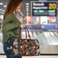 Skulls and Roses on Silver Old Carpet Women's Travel Bag