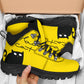 Black and White Cat on Yellow Women's Alpine Boots