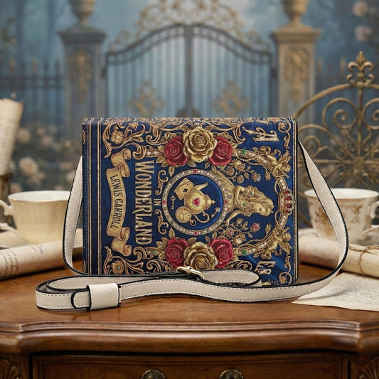 alice in wonderland lewis carroll book-shaped crossbody bag vegan leather – Sole Design Studio