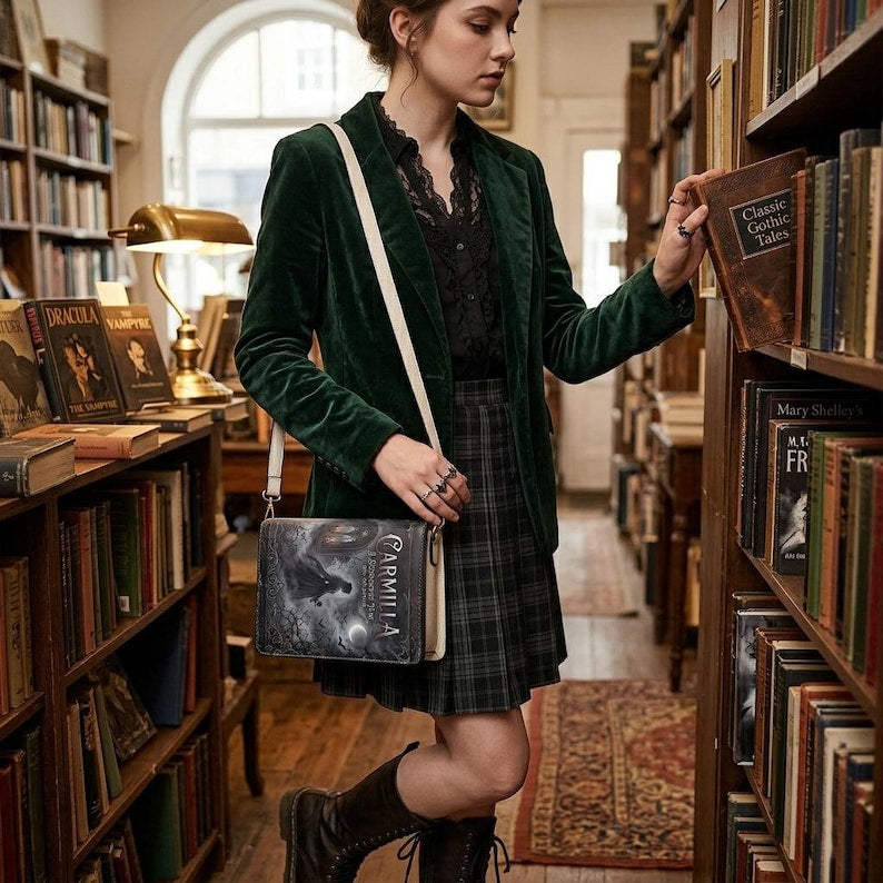 carmilla j sheridan le fanu gothic book-shaped bag gifts for readers – Sole Design Studio