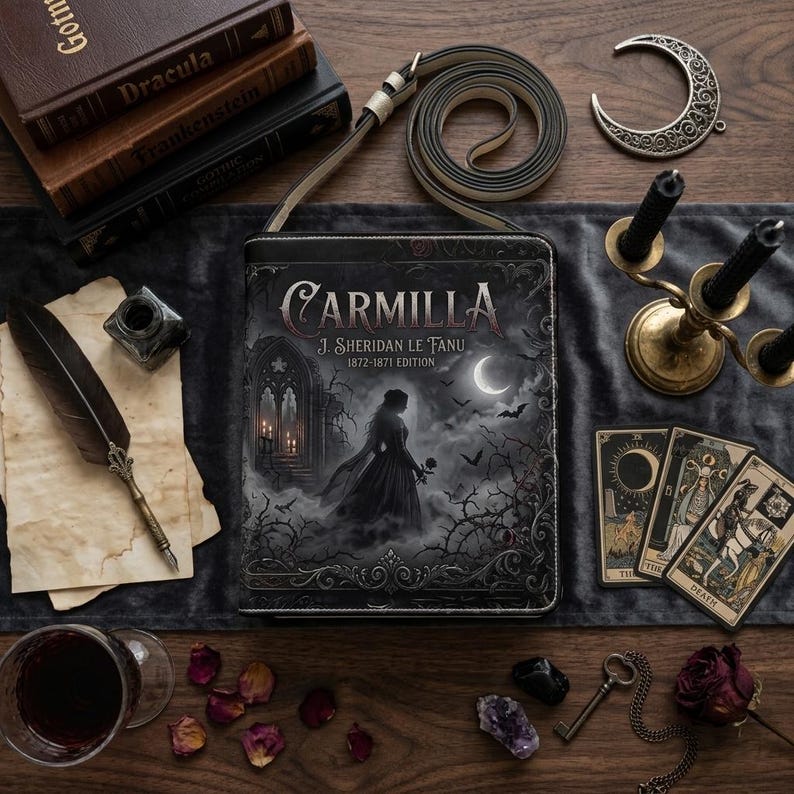 carmilla j sheridan le fanu gothic book-shaped bag gifts for readers – Sole Design Studio
