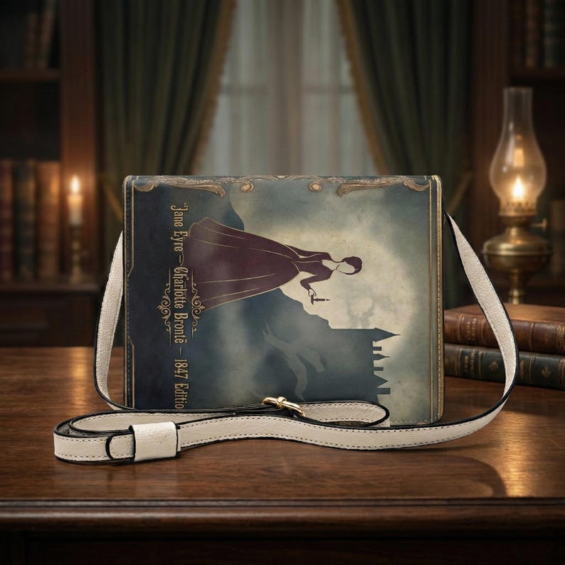 jane eyre charlotte bronte gothic book-shaped crossbody bag vegan leather – Sole Design Studio