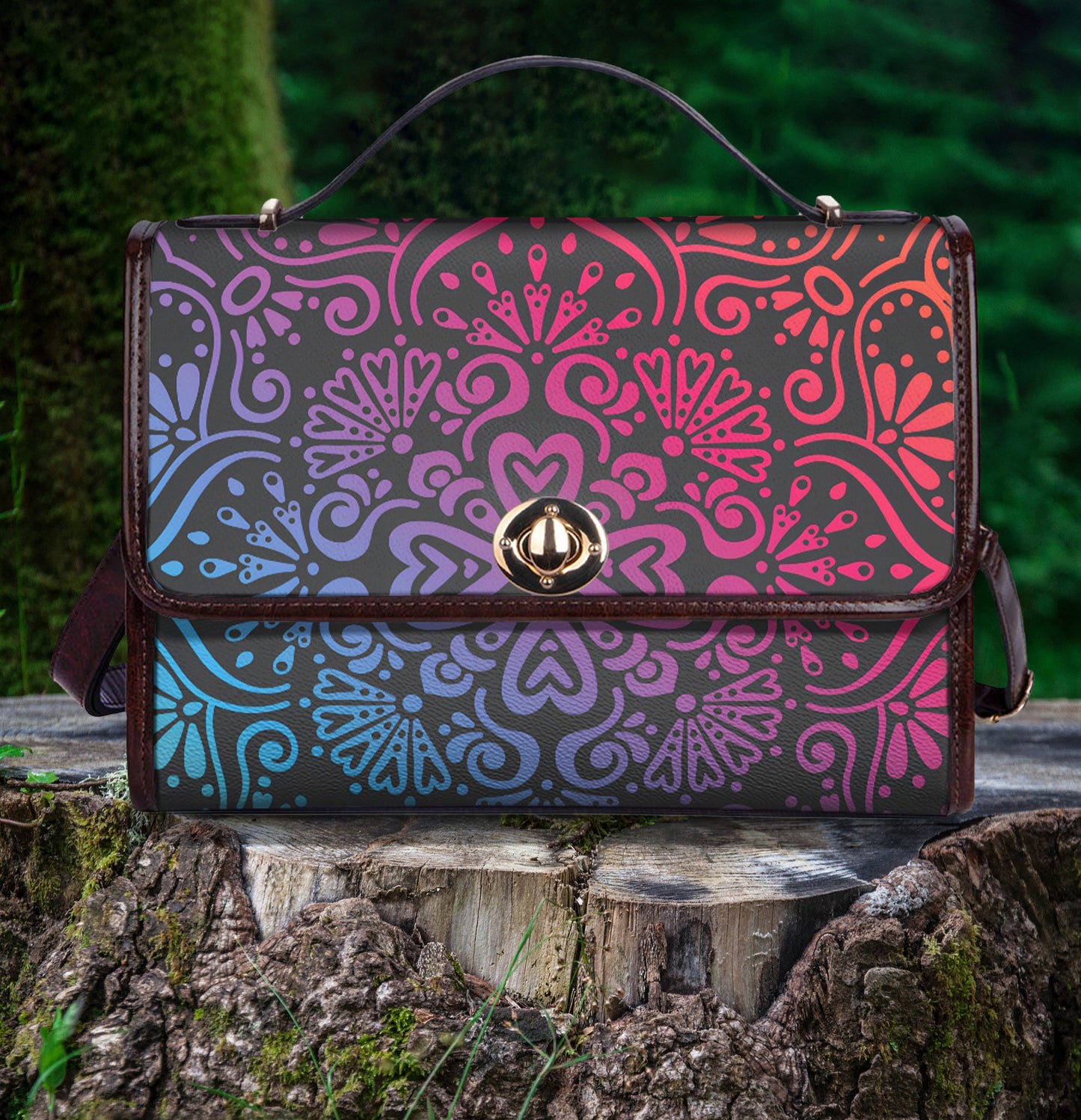 Bohemian Rainbow Black Women's Handbag