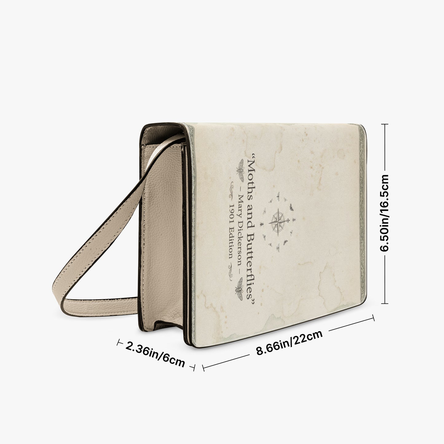 moths and butterflies mary dickerson natural history book-shaped crossbody bag vegan leather – Sole Design Studio