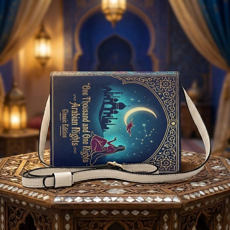 one thousand and one nights arabian nights book-shaped crossbody bag vegan leather – Sole Design Studio