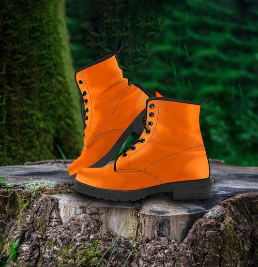 Pacific Orange Women's Vegan Leather Combat Boots