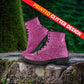 Pink Sparkle Glitter Women's Vegan Leather Combat Boots