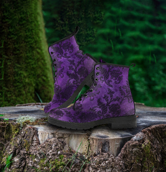 Hi-Gothic Purple Women's Vegan Leather Combat Boots