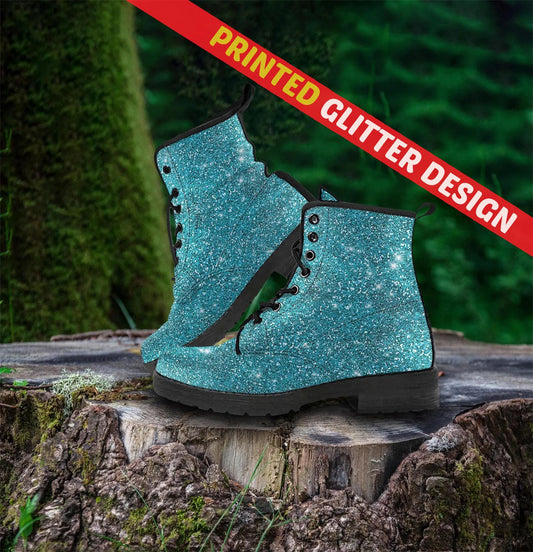 Twinkle Twinkle Little Star - Turquoise Women's Vegan Leather Combat Boots