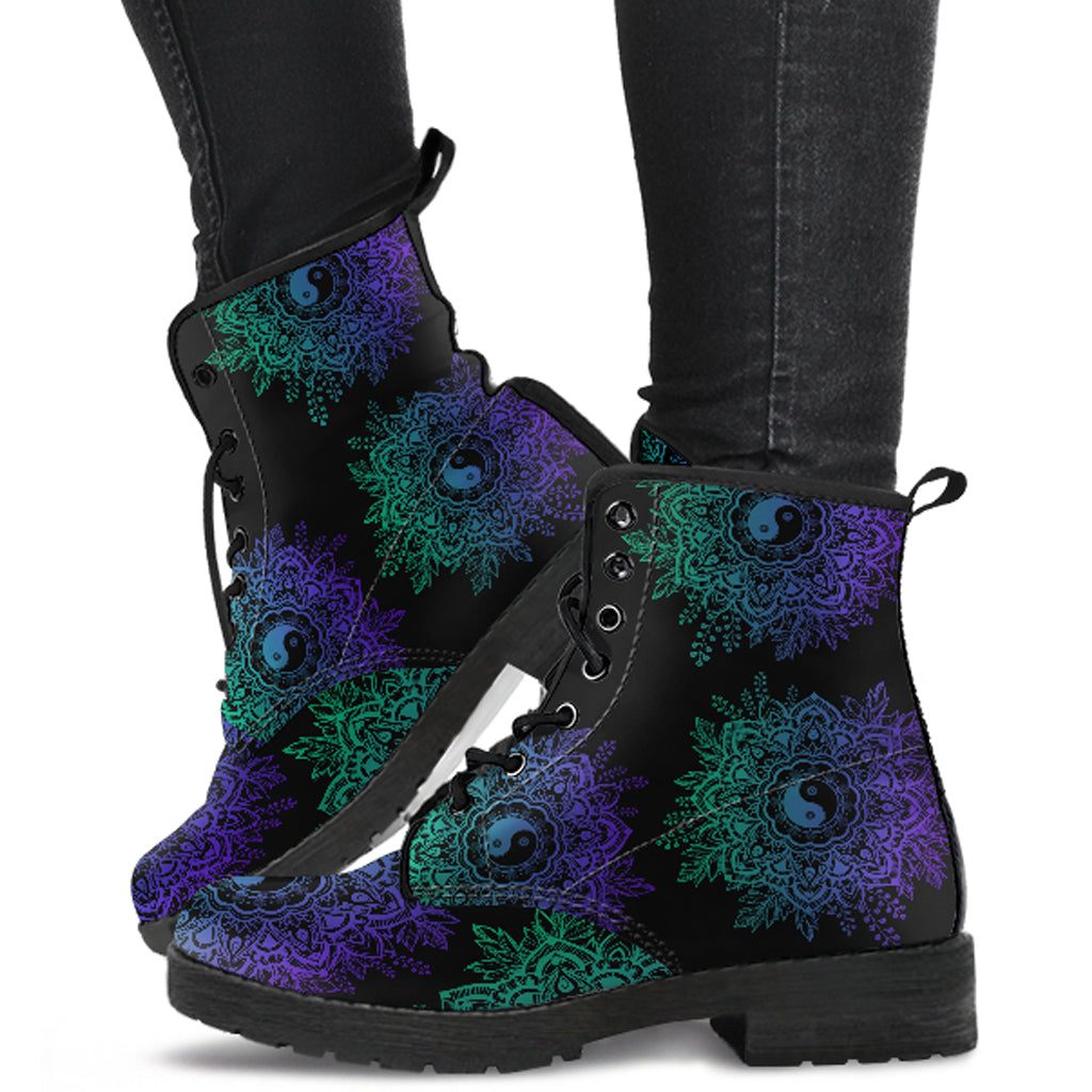 Yin Yang Lotus Women's Vegan Leather Boots