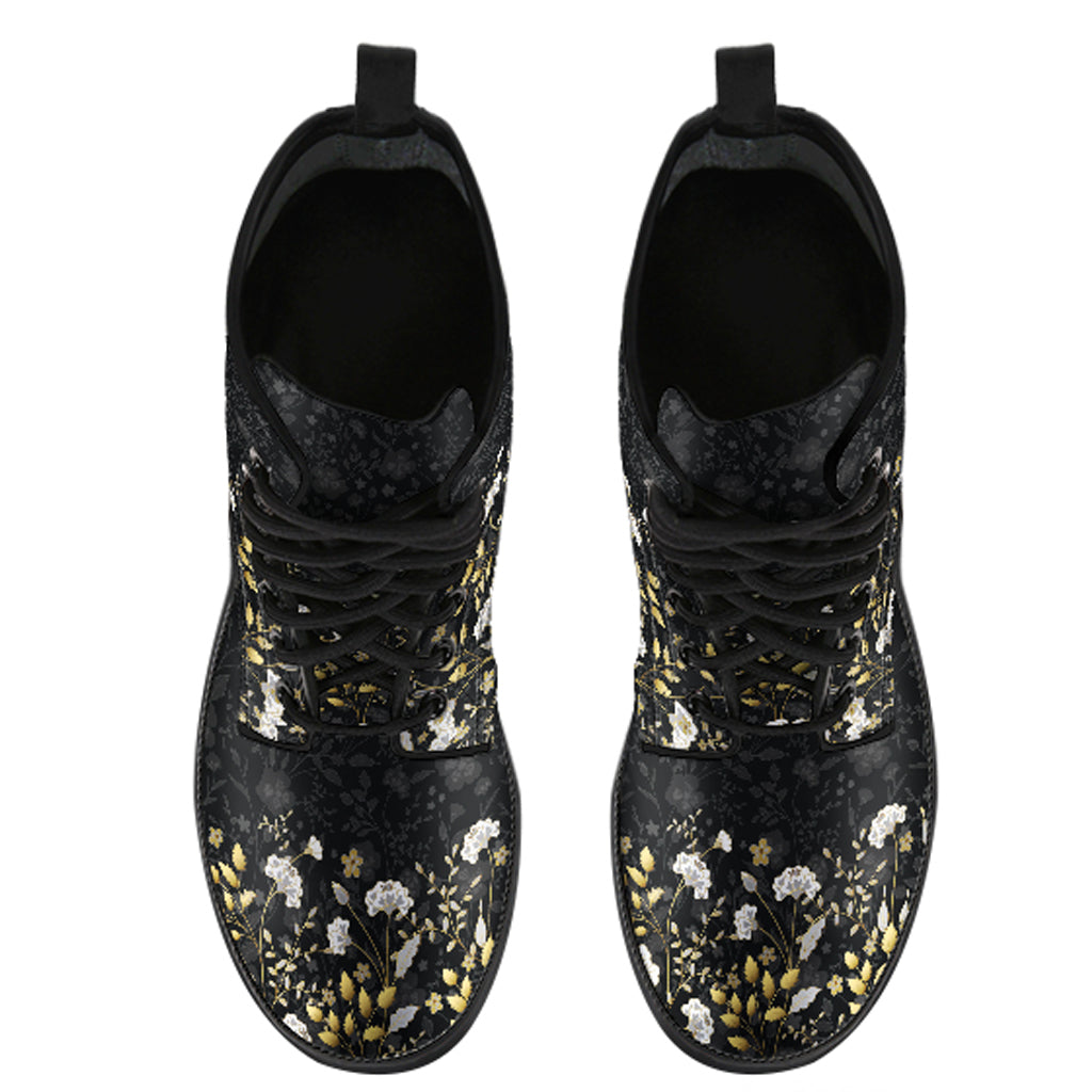 Floral Pattern Women's Vegan Leather Boots