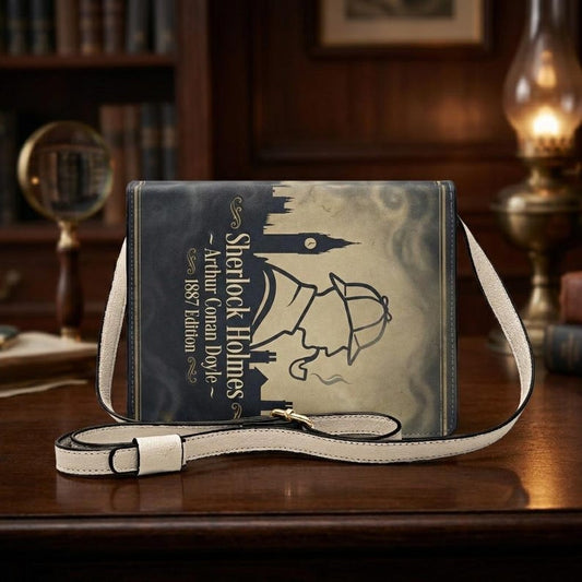 sherlock holmes arthur conan doyle mystery book-shaped crossbody bag vegan leather – Sole Design Studio