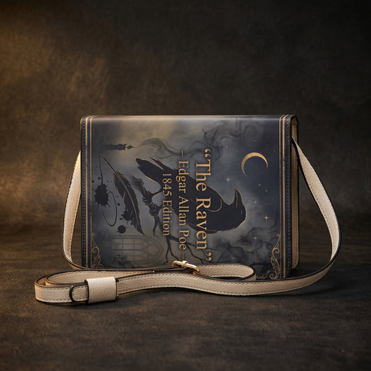 the raven edgar allan poe gothic book-shaped crossbody bag vegan leather – Sole Design Studio