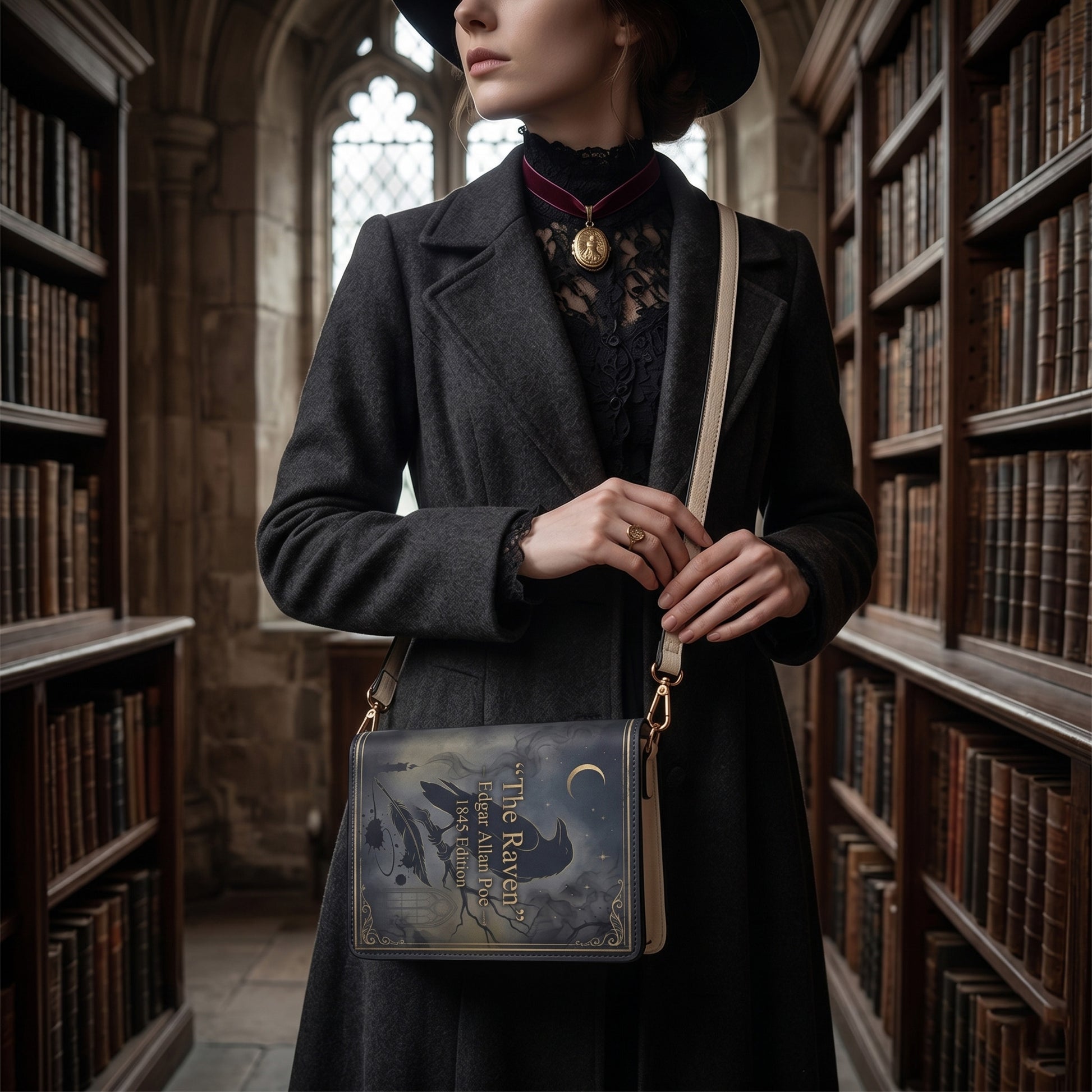 the raven edgar allan poe gothic literary crossbody bag for women – Sole Design Studio