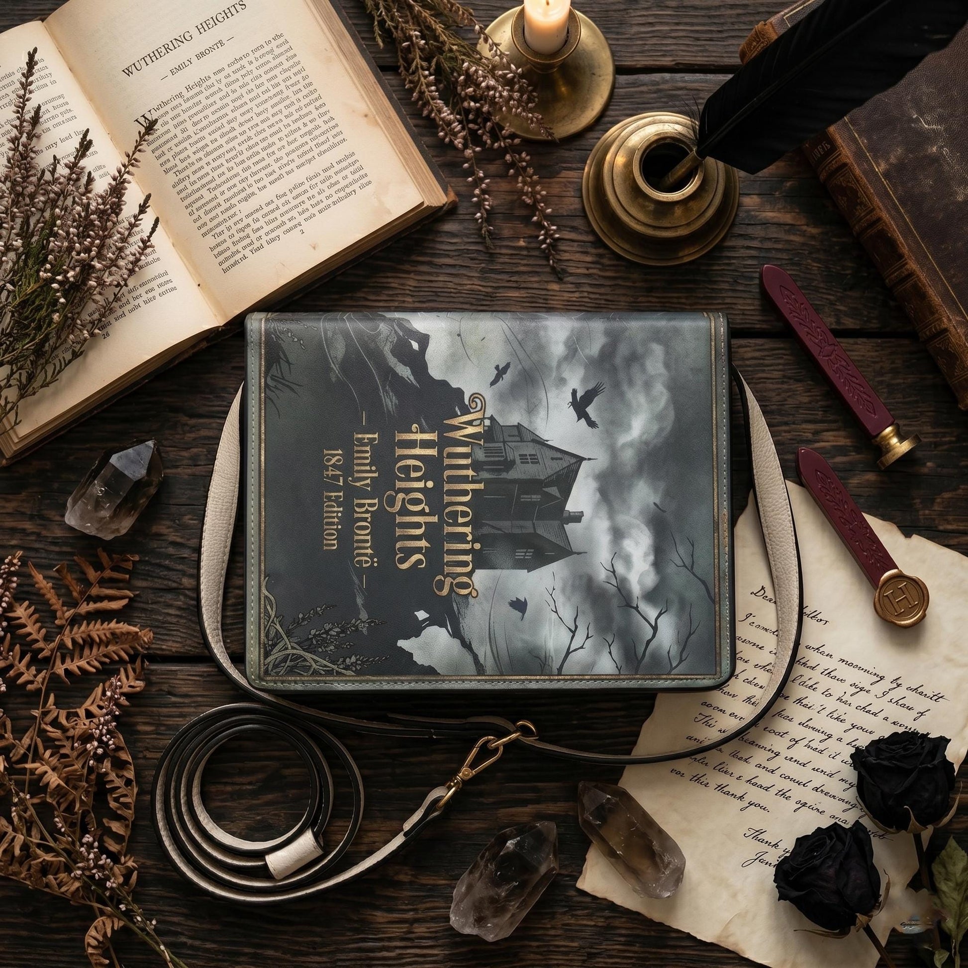 wuthering heights emily bronte gothic romance women's literary handbag vegan leather – Sole Design Studio